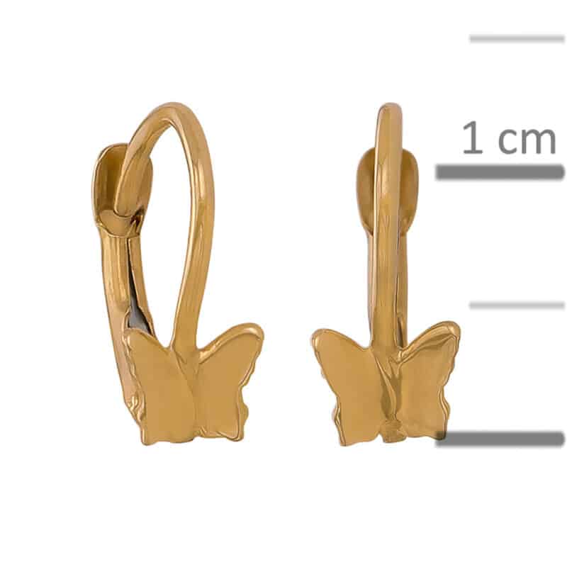 Kolczyki dziecięce złote na francuskim zamku- motylek 84120