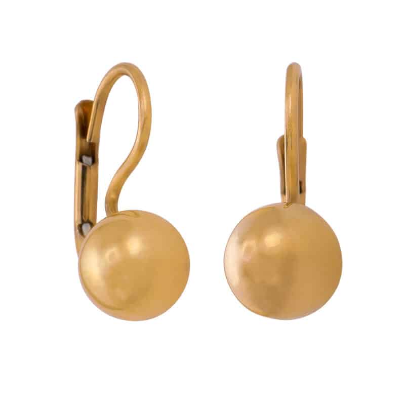 Kolczyki z żółtego złota gładkie kulki zapięcie francuskie 84134