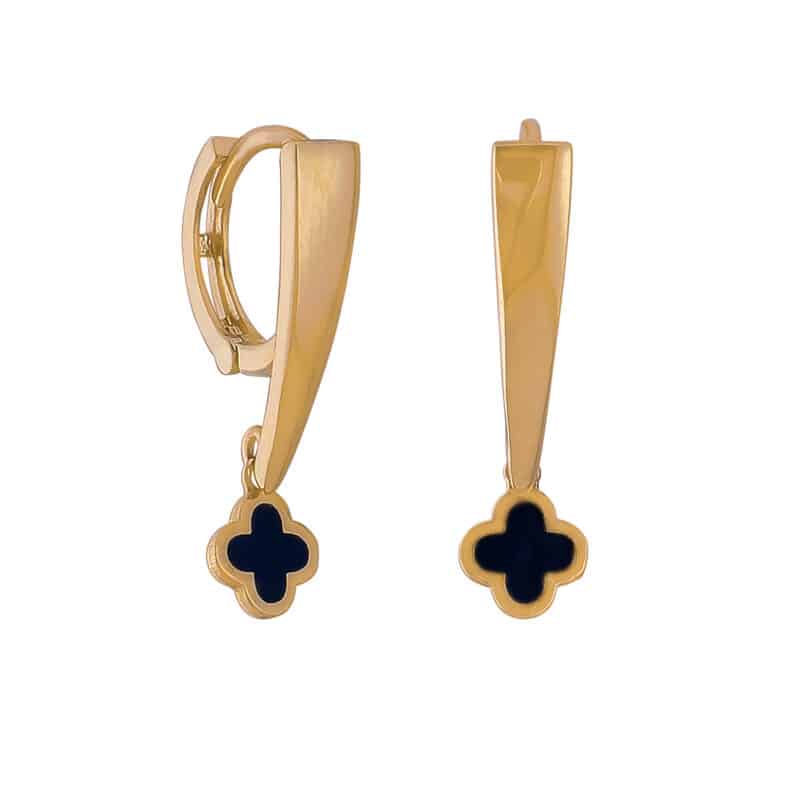 Kolczyki z żółtego złota z czarnym onyksem na francuskim zapięciu 84135