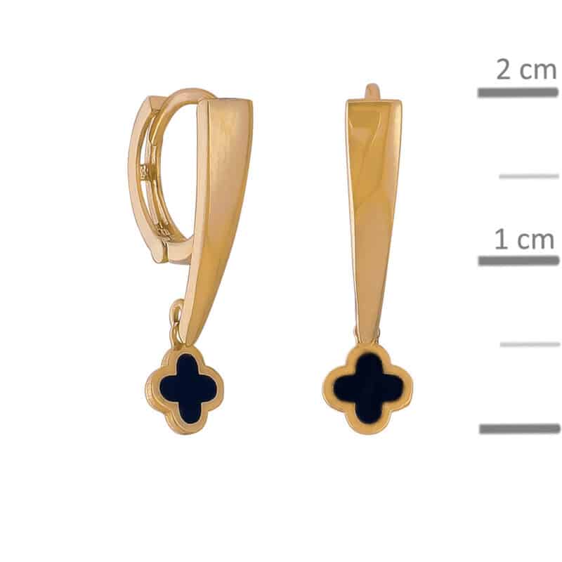 Kolczyki z żółtego złota z czarnym onyksem na francuskim zapięciu 84135