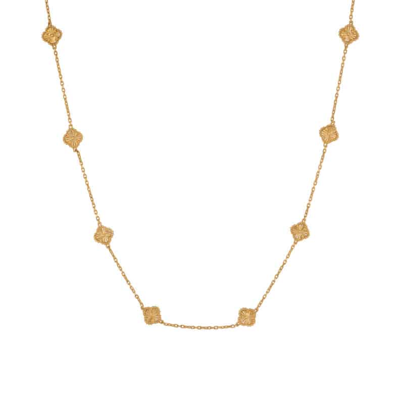 Naszyjnik z żółtego złota z diamentowanymi koniczynkami 84065