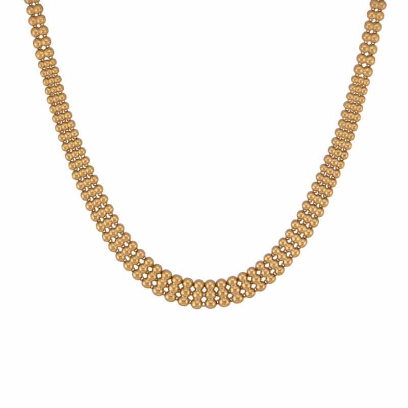 Naszyjnik z żółtego złota z trzech rzędów kuleczek 84107