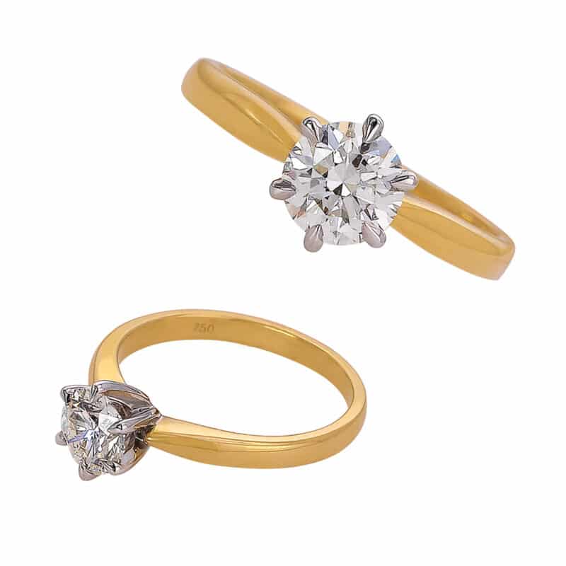 Pierścionek z brylantem w żółtym złocie 1ct 83830