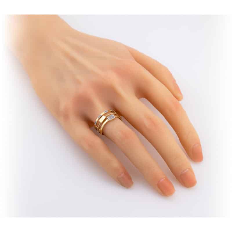 Pierścionek z żółtego złota z cyrkoniami 84130