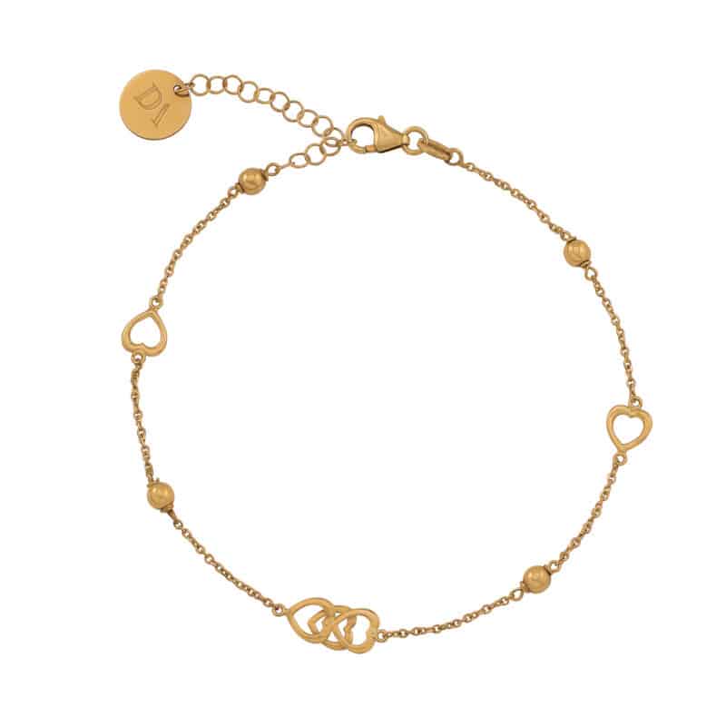 Bransoletka z żółtego złota z serduszkami i kuleczkami z kolekcji DALL’ACQUA 84192