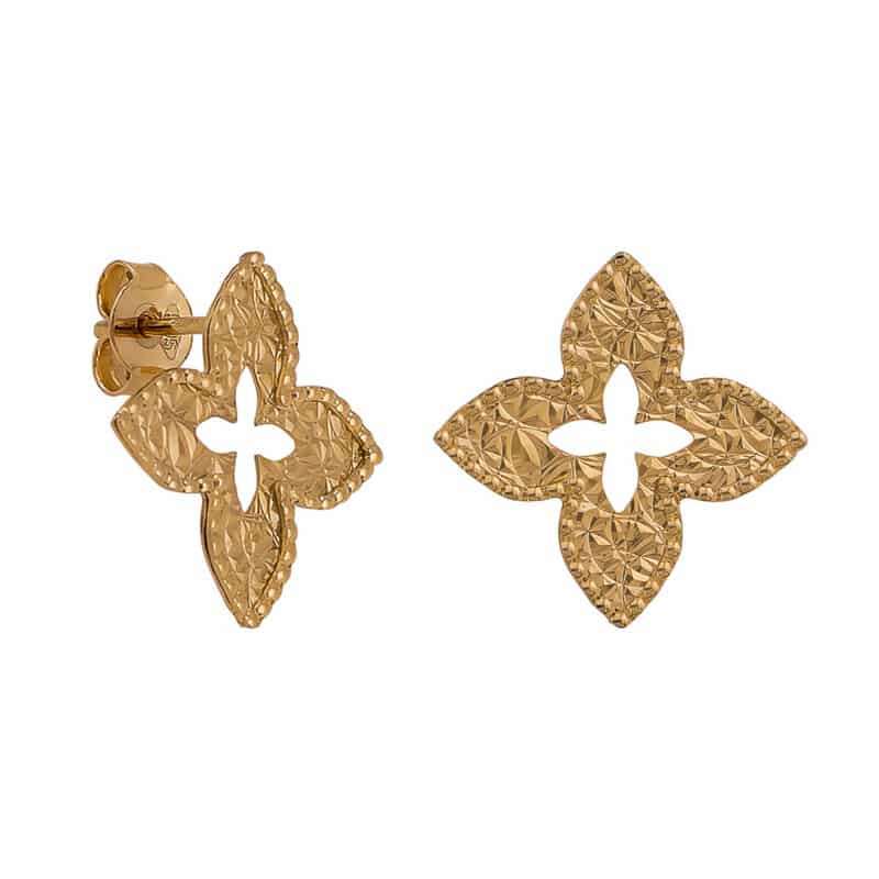 Kolczyki z żółtego złota diamentowane koniczynki na sztyfcie z kolekcji DALL’ACQUA 84199