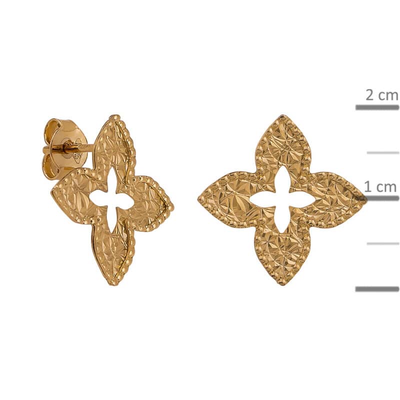 Kolczyki z żółtego złota diamentowane koniczynki na sztyfcie z kolekcji DALL’ACQUA 84199