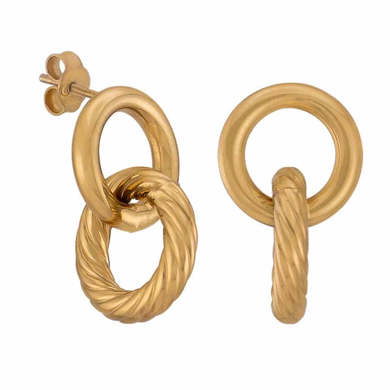 Kolczyki z żółtego złota podwójne kółeczka na sztyfcie z kolekcji DALL’ACQUA 84204