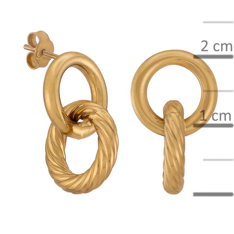 Kolczyki z żółtego złota podwójne kółeczka na sztyfcie z kolekcji DALL’ACQUA 84204