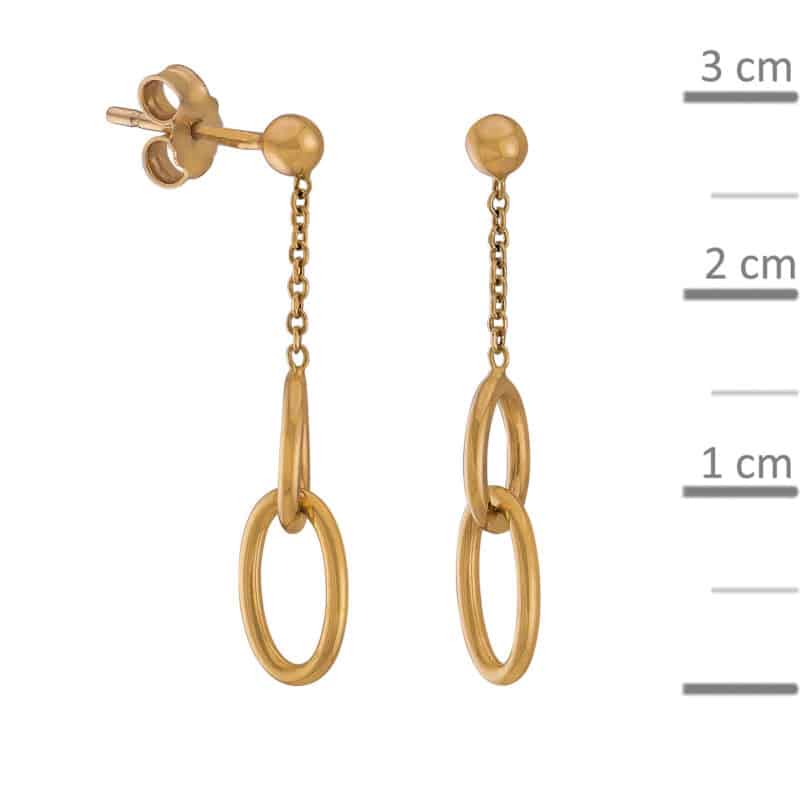 Kolczyki z żółtego złota wiszące podwójne kółeczka na sztyfcie z kolekcji DALL’ACQUA 84206