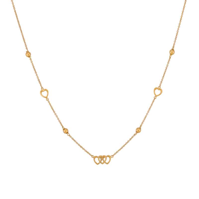 Naszyjnik z żółtego złota z serduszkami i kuleczkami z kolekcji DALL’ACQUA 84188