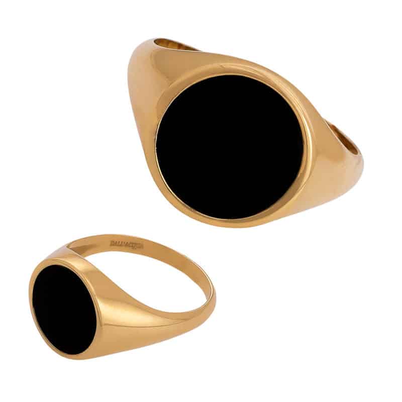 Pierścionek z żółtego złota z onyksem z kolekcji DALL’ACQUA 84215