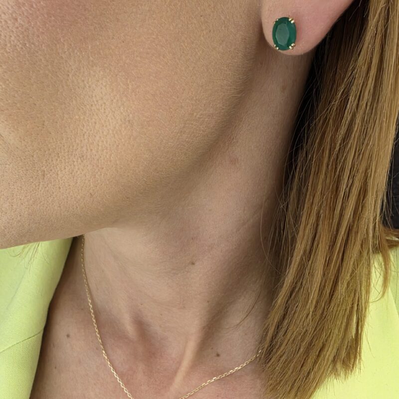 Komplet z żółtego złota z zielonym agatem 84446, 84438