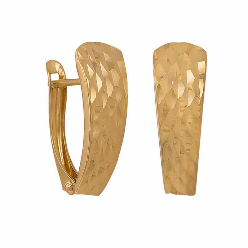 Kolczyki z żółtego złota diamentowane na angielskim zapięciu 84425