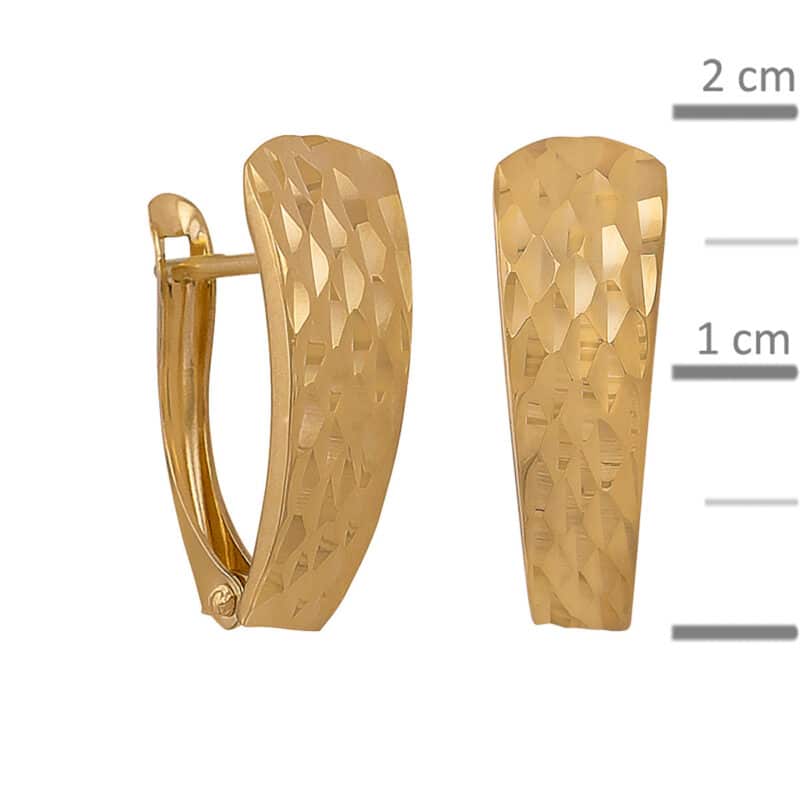 Kolczyki z żółtego złota diamentowane na angielskim zapięciu 84425