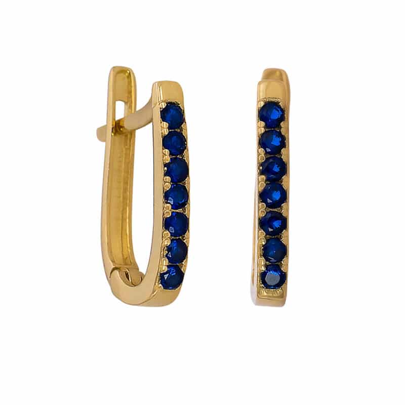 Kolczyki złote z granatowymi cyrkoniami na zapięciu angielskim 84435