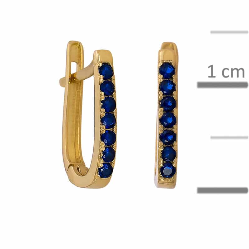 Kolczyki złote z granatowymi cyrkoniami na zapięciu angielskim 84435