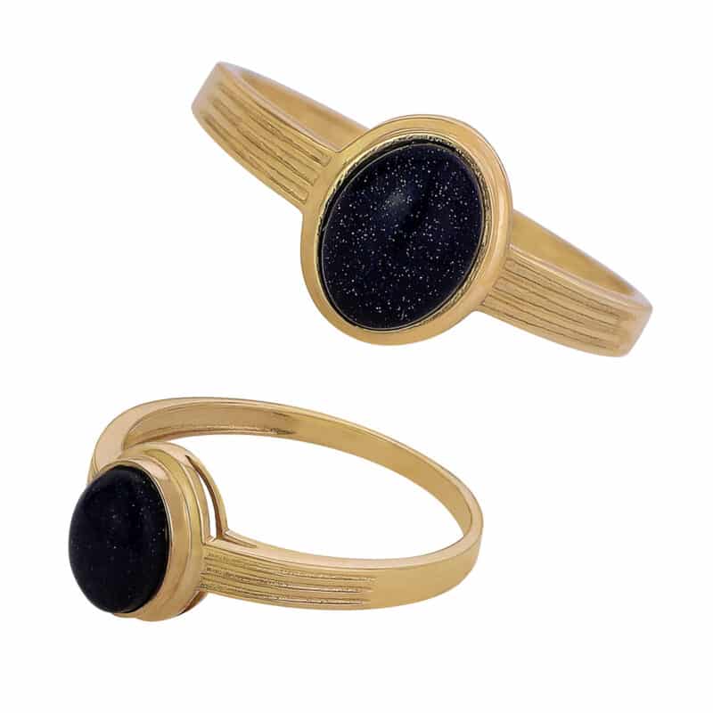 Pierścionek z żółtego złota z kamieniem noc kairu 84466