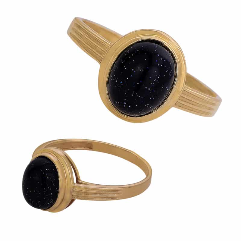 Pierścionek z żółtego złota z kamieniem noc kairu 84467