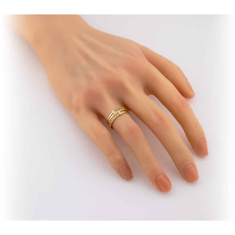 Pierścionek z żółtego złota ułożony w trzech rzędach 84469