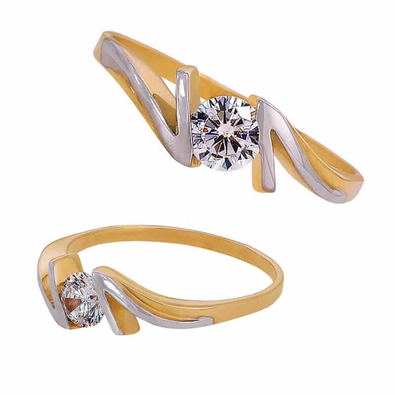 Pierścionek z żółtego i białego złota z cyrkonią 84471
