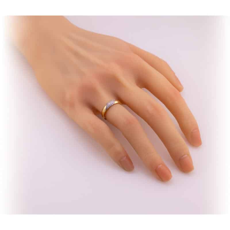 Pierścionek obrączkowy z cyrkoniami z żółtego złota 84473