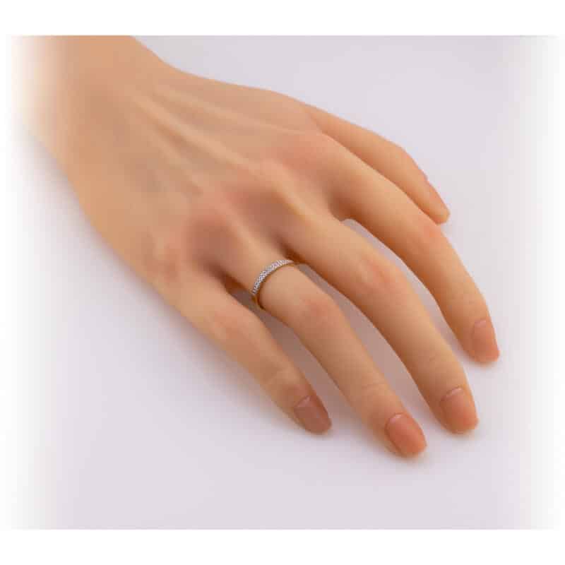 Pierścionek obrączkowy z cyrkoniami z żółtego złota 84474