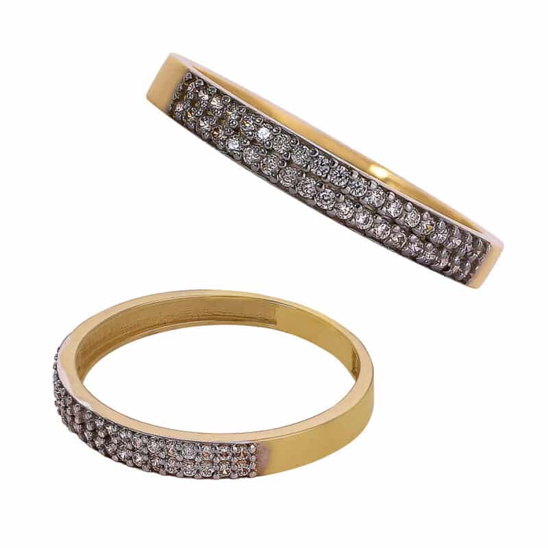 Pierścionek obrączkowy z cyrkoniami z żółtego złota 84474