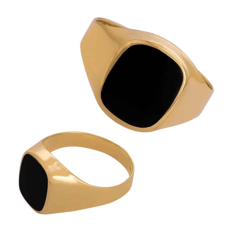 Sygnet z żółtego złota z onyksem 84370