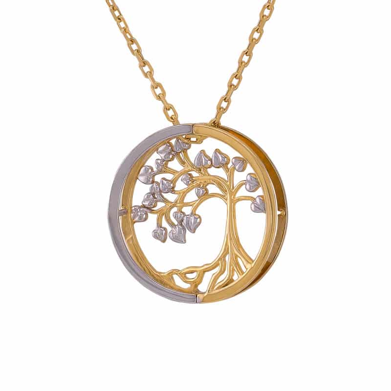 Zawieszka z żółtego i białego złota- drzewko szczęścia 84379
