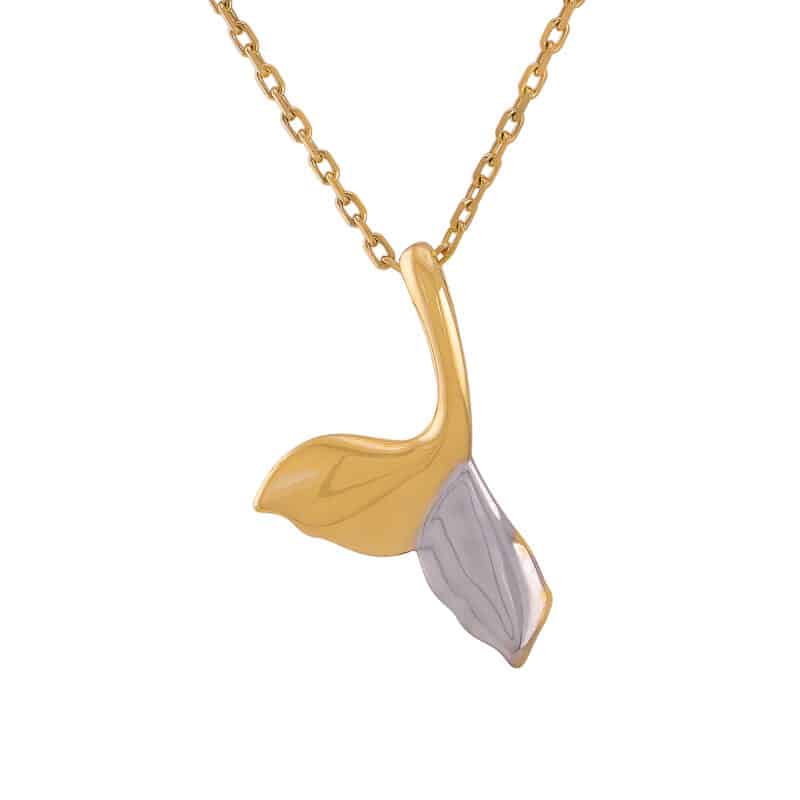 Zawieszka z żółtego i białego złota- ogon wiloryba 84381