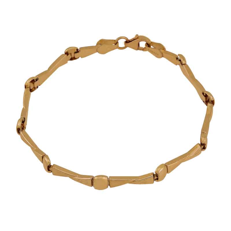 Bransoletka z żółtego złota z matowymi i diamentowanymi elementami 84349