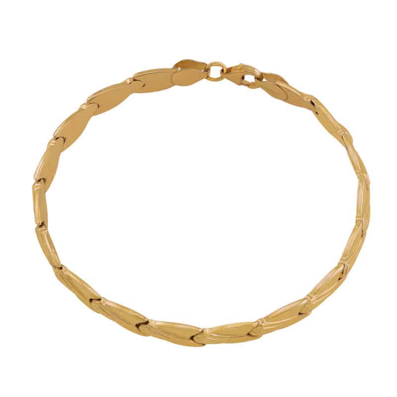 Bransoletka z żółtego złota z gładkimi i diamentowanymi elementami 84350