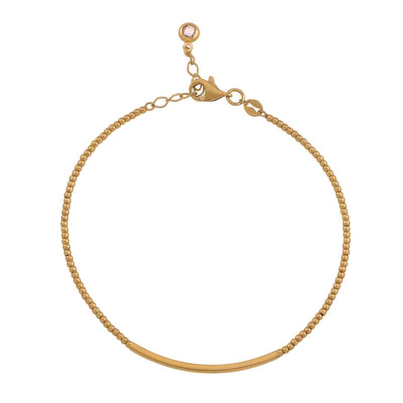 Bransoletka z żółtego złota z gładkich kuleczek i blaszki 84361