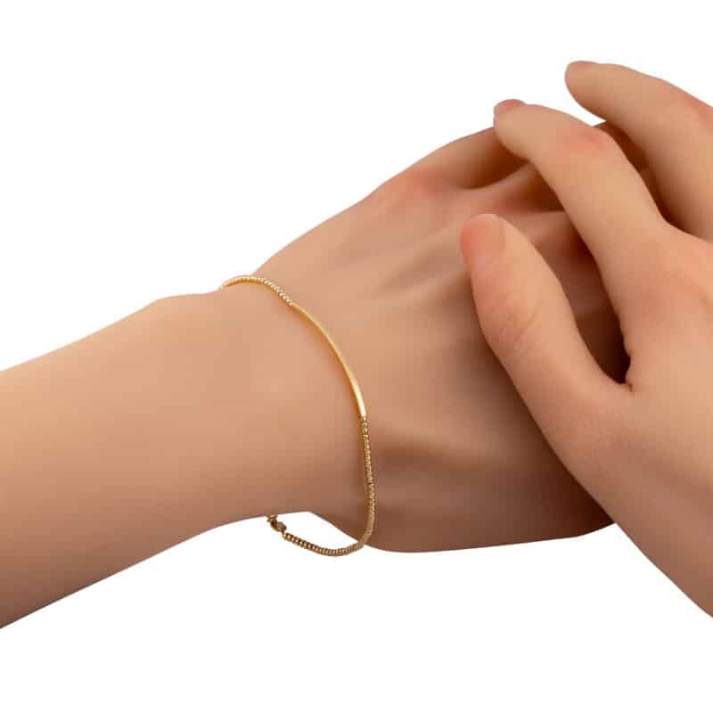 Bransoletka z żółtego złota z gładkich kuleczek i blaszki 84361