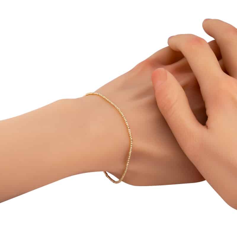 Bransoletka z żółtego złota z diamentowanych kuleczek 84362