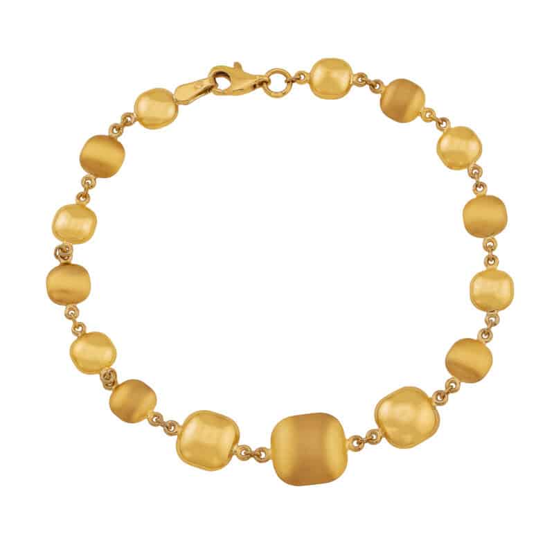 Bransoletka z żółtego złota z gładkimi i satynowymi kwadratami 85114