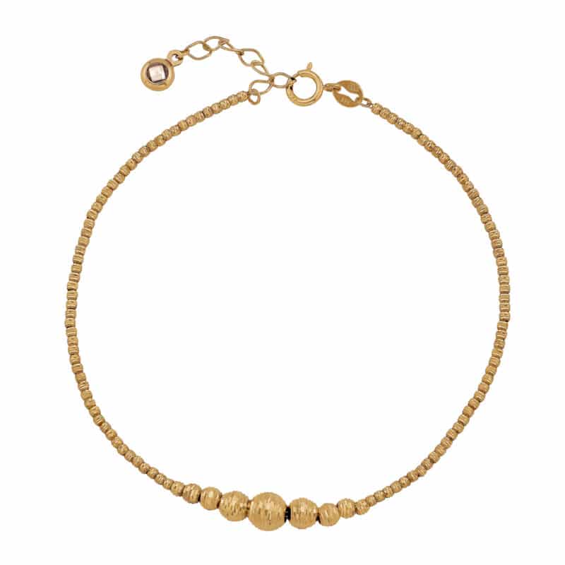 Bransoletka z żółtego złota z grawerowanymi kulkami 85117