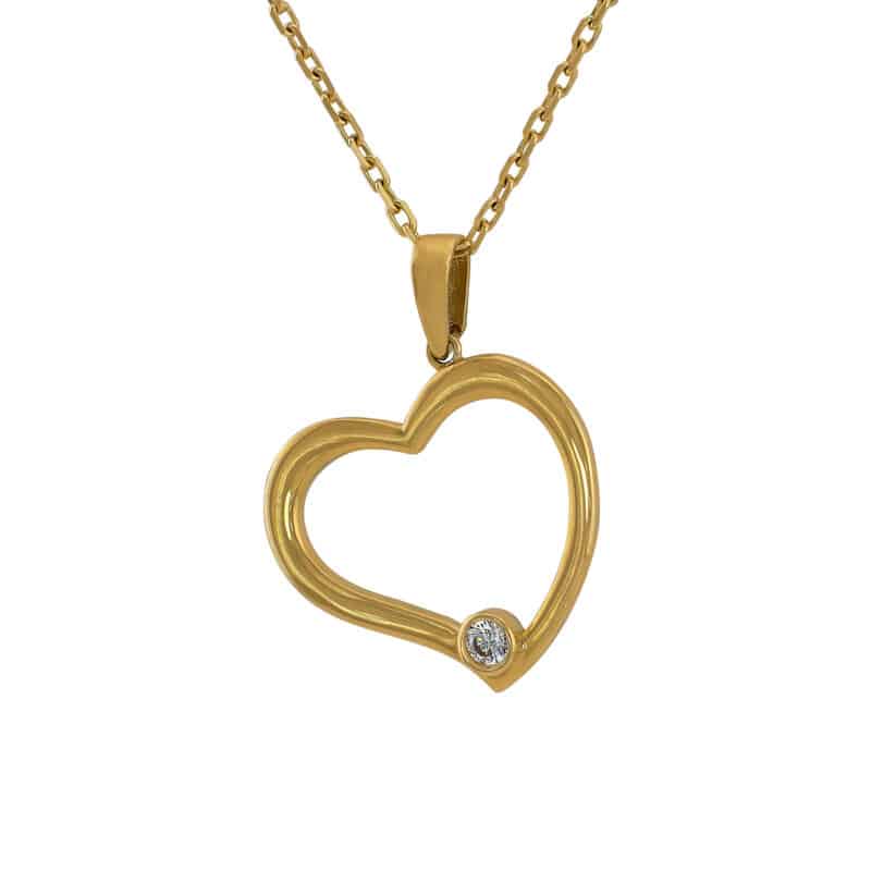 Złota Zawieszka Serce z Cyrkonią 85156