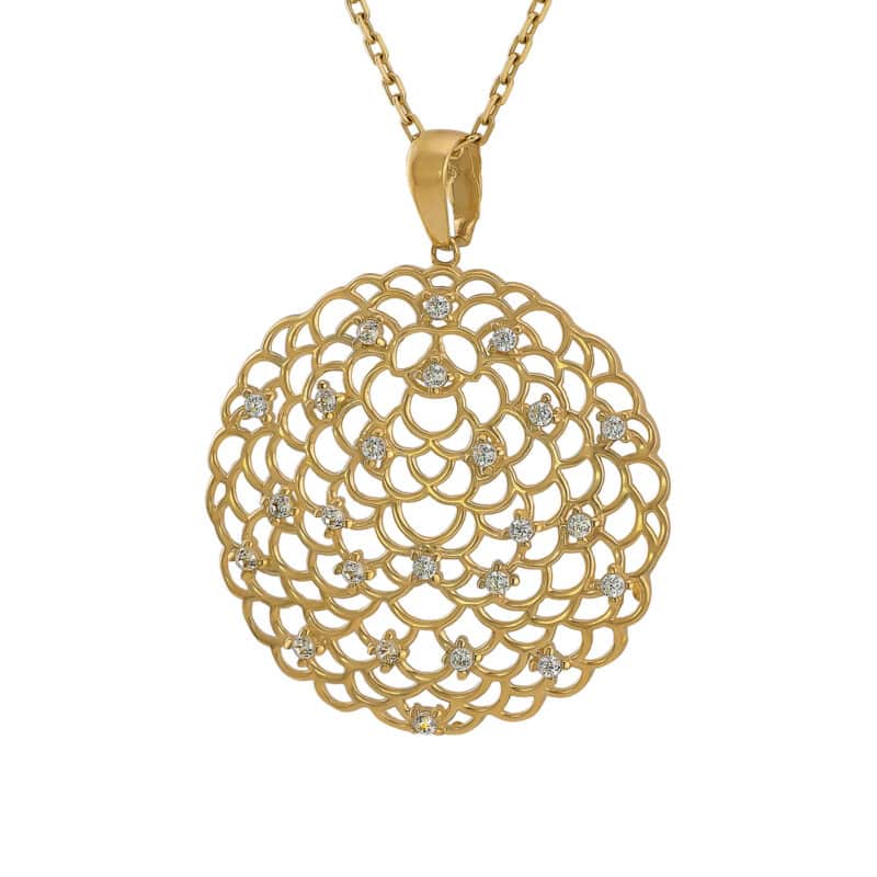 Złota Zawieszka Ażurowa „Mandala” z Cyrkoniami 85160