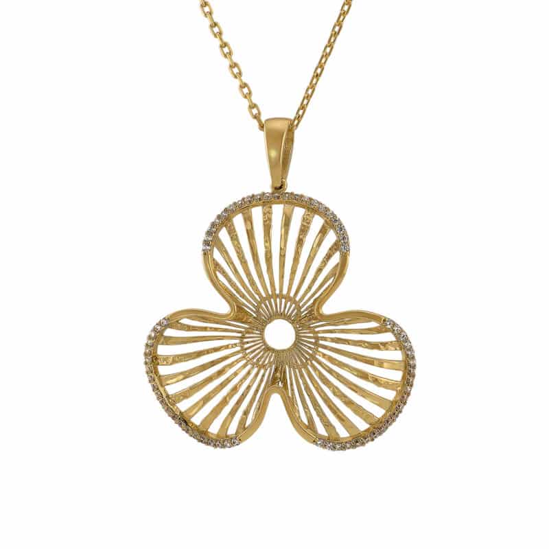 Złota Zawieszka Ażurowy Kwiat z Cyrkoniami 85161