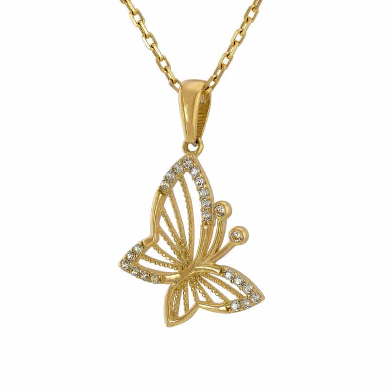 Złota Zawieszka Motyl z Cyrkoniami 85162