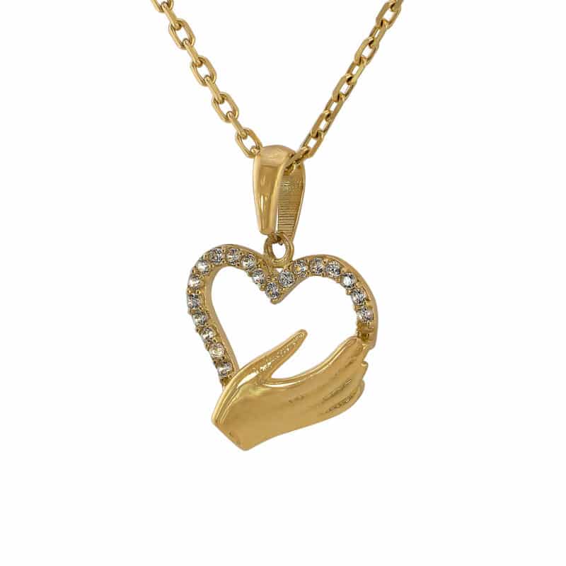 Złota Zawieszka „Dłonie Mamy i Dziecka” w Sercu 85163