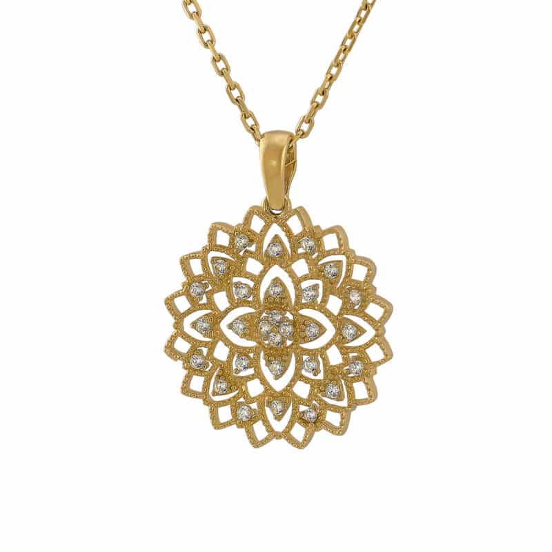 Złota Zawieszka Ażurowa „Mandala” z Cyrkoniami 85164