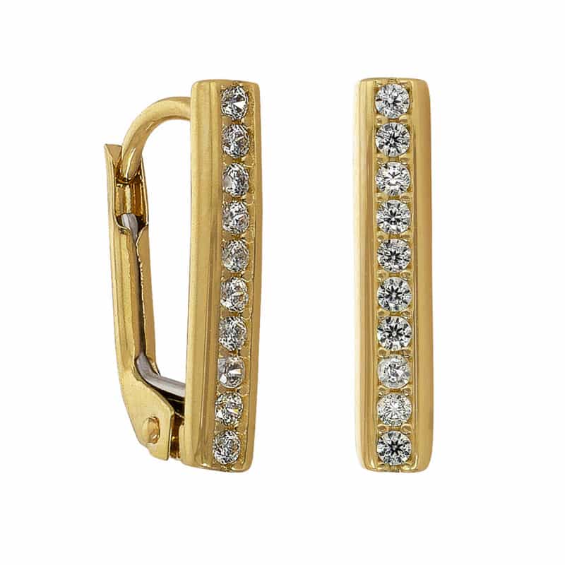 Złote Kolczyki– Nowoczesne Słupki z Lśniącymi Cyrkoniami 85200