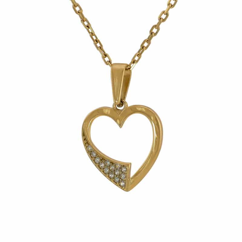 Złota Zawieszka Serce z Cyrkoniami 85211