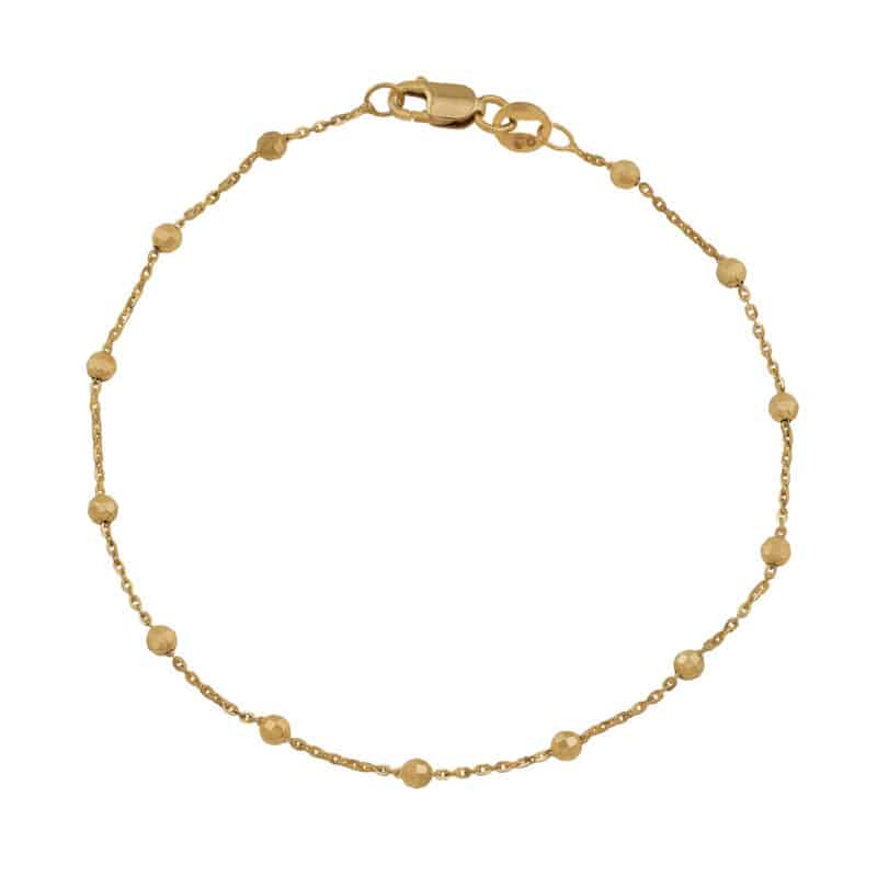 Bransoletka z żółtego złota z diamentowanymi kulkami 85217