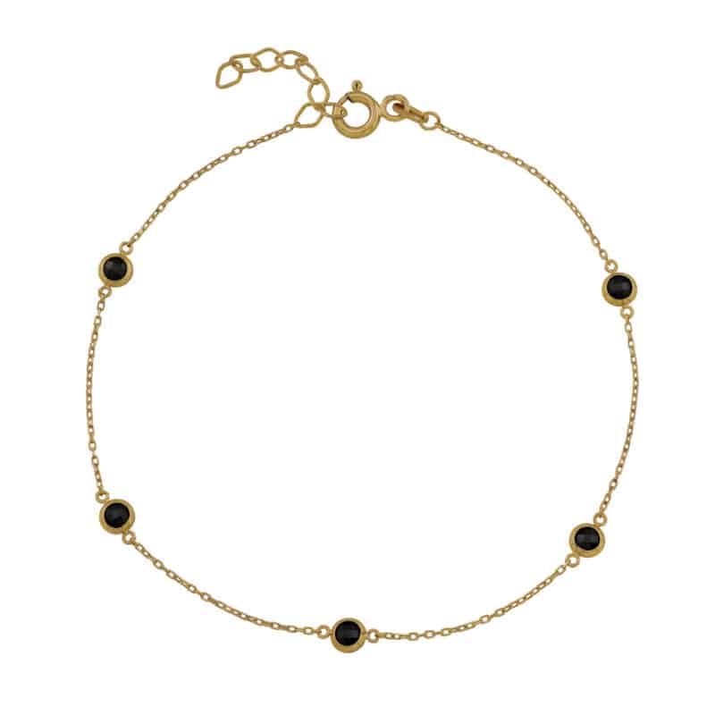 Bransoletka z żółtego złota z czarnymi cyrkoniami 85219