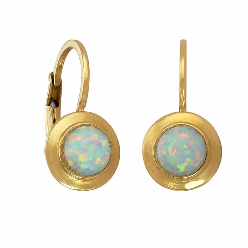 Złote Kolczyki Wiszące– Klasyczne Oczka z Opalem 85192