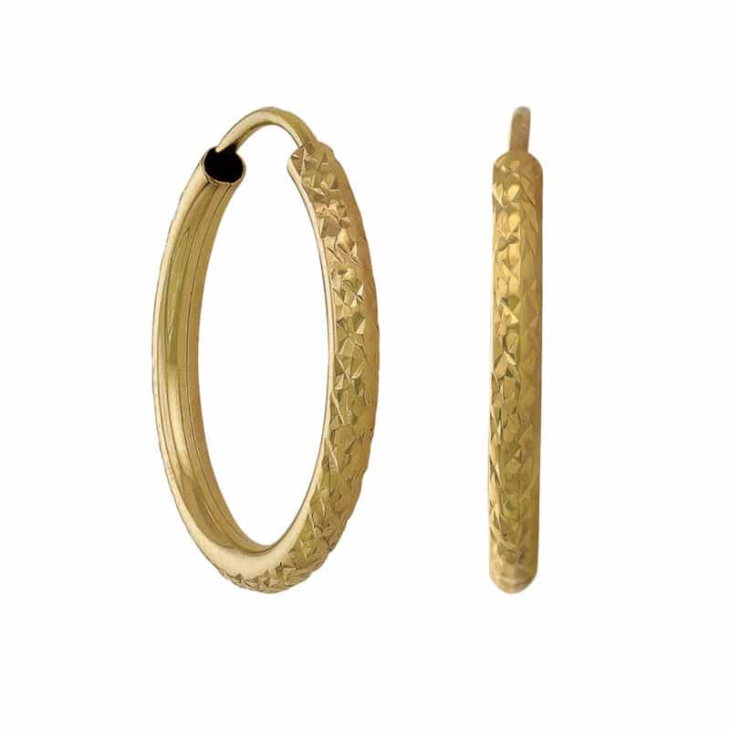 Złote Kolczyki Koła– Diamentowane Szarniry 85202